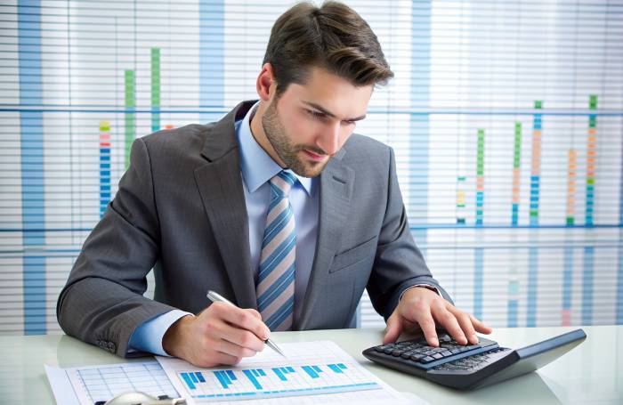 Accountant working with financial data