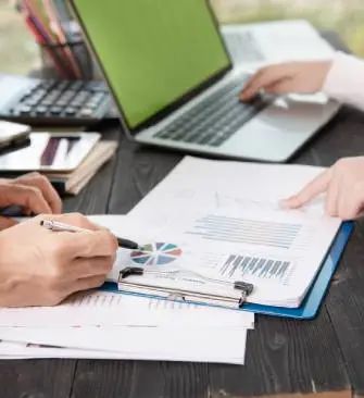 Bookkeeper working on a laptop