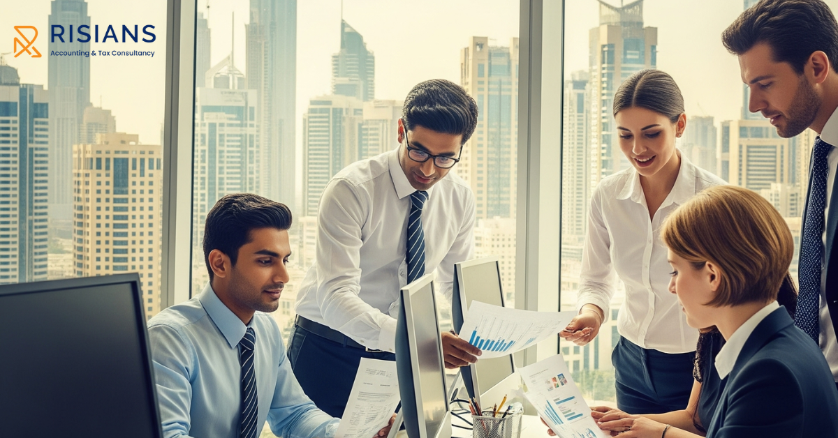 Team working on tax compliance reports – trusted accounting firm in Dubai UAE